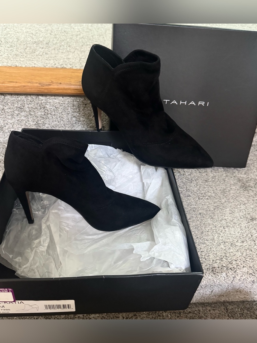Tahari Black Suede Pointed-Toe Stiletto Booties - Women's NIB SZ 8M